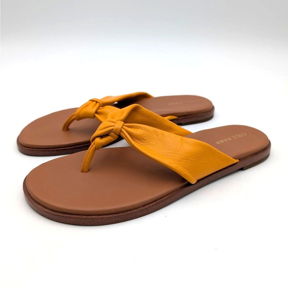 Cole Haan Thong Leather Slide Sandals Women's Mustard Yellow Size US7.5B EU38